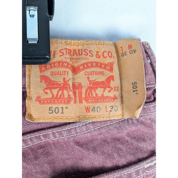 Levis Jeans Mens 40x30 Mauve 501XX Straight Leg Button Fly 100% Cotton - Picture 3 of 10